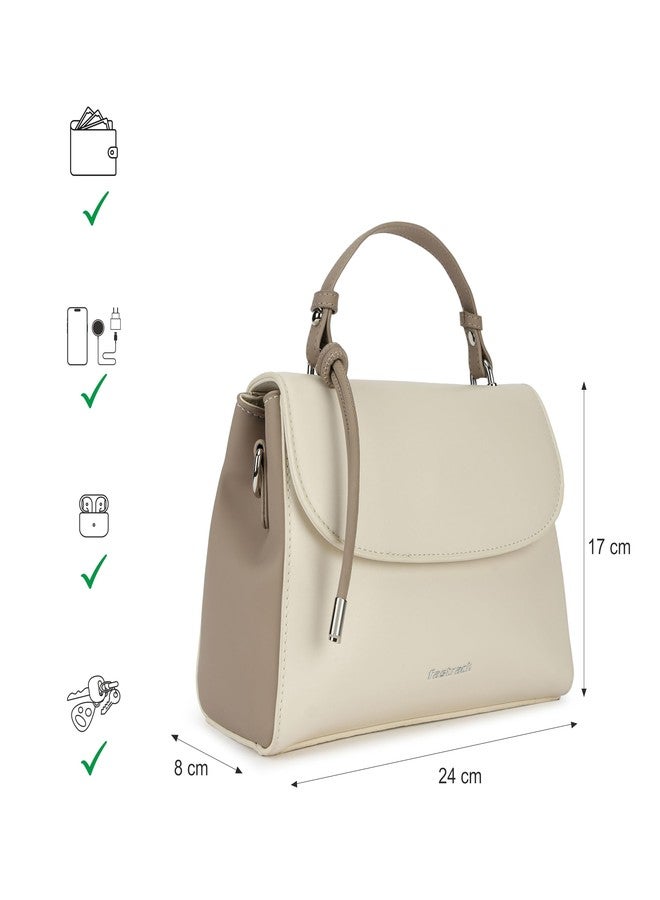 Fastrack Structured Satchel Bag for Women | Faux Leather Handbag with Knotted Handle, 3 Compartments, Inner and Outer Pockets | Elegant Everyday Satchel for Work, Travel and Casual Use - Image 4